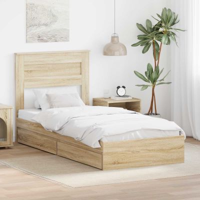 vidaXL Úložná posteľ Sonoma dub 75 x 190 cm Kompozitné drevo