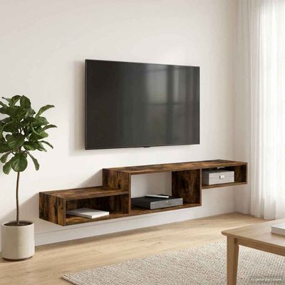 vidaXL Nástenný TV kabinet Nástenná montáž Dymový dub 150 x 28 x 26 cm