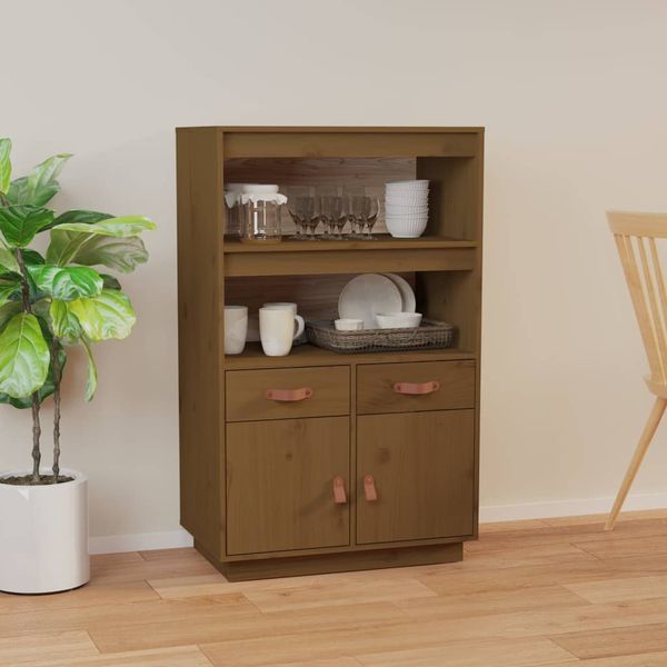 vidaXL Vysoká skrinka medovohnedá 67x40x108,5 cm masívna borovica