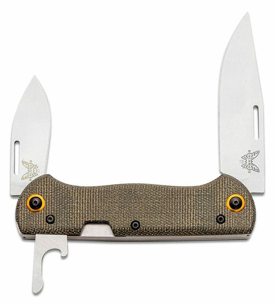 Benchmade 317-1 WEEKENDER vreckový nôž s dvoma čepeľami, zelená, Micarta