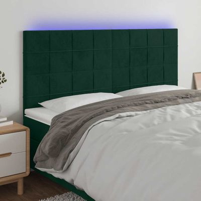 vidaXL Čelo postele s LED tmavozelené 180x5x118/128 cm zamat