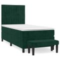 vidaXL Posteľný rám boxsping s matracom tmavozelený 90x190 cm zamat