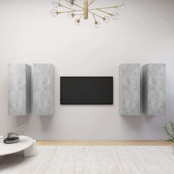 vidaXL TV skrinky 4 ks, betónovo sivé 30,5x30x90 cm, kompozitné drevo