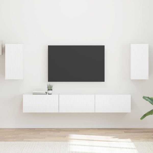 vidaXL Zostava TV skriniek 5 pcs Vysoký lesk bielej Kompozitné drevo