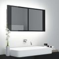 vidaXL LED kúpeľňová zrkadlová skrinka lesklá čierna 90x12x45 cm akryl