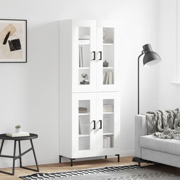 vidaXL Vysoká skrinka biela 69,5x34x180 cm spracované drevo