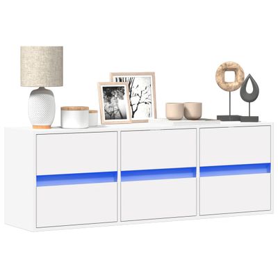 vidaXL Nástenná TV skrinka s LED, biela 130x31x45 cm