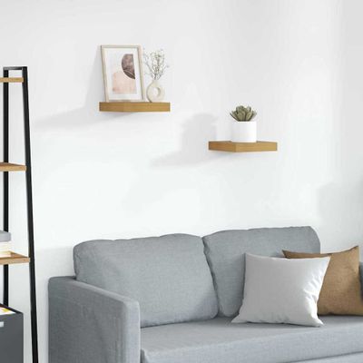 vidaXL Stenná polica 2 pcs Béžová 23 x 23,5 x 4 cm Kompozitné drevo
