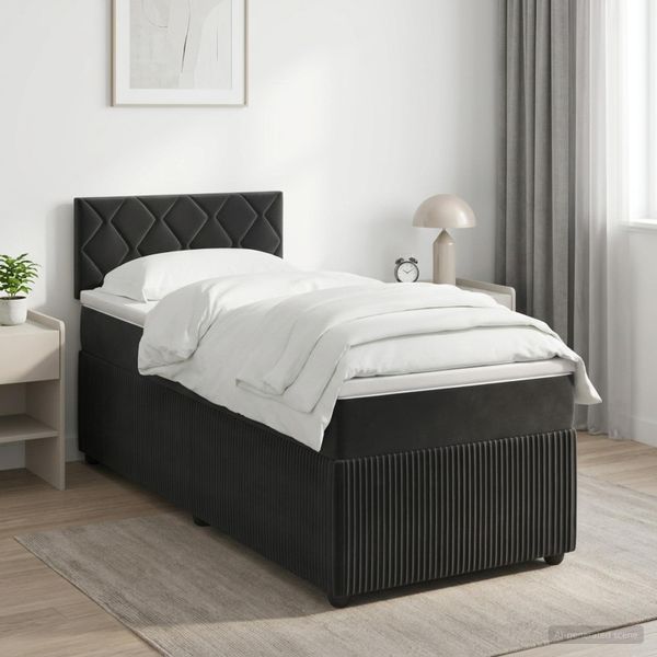 vidaXL Posteľ boxspring s matracom Čierna 100 x 200 cm Zamat