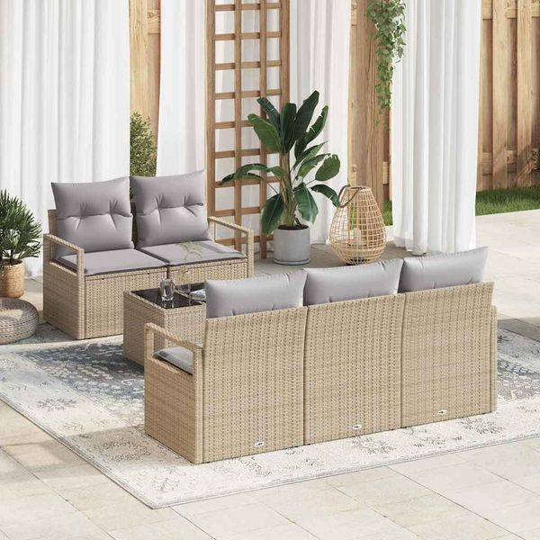 vidaXL Sada pohoviek s vankúšom 6 pcs Béžová a šedá polyratan
