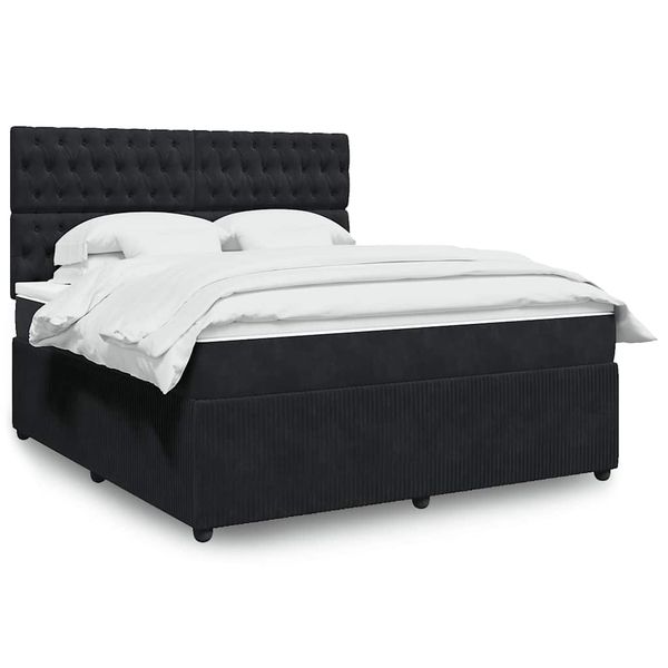vidaXL Posteľný rám boxspring s matracom čierny 180x200 cm zamat