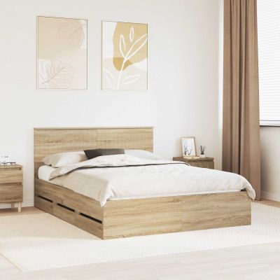 vidaXL Rám postele Sonoma dub 150 x 200 cm Inžinierske drevo
