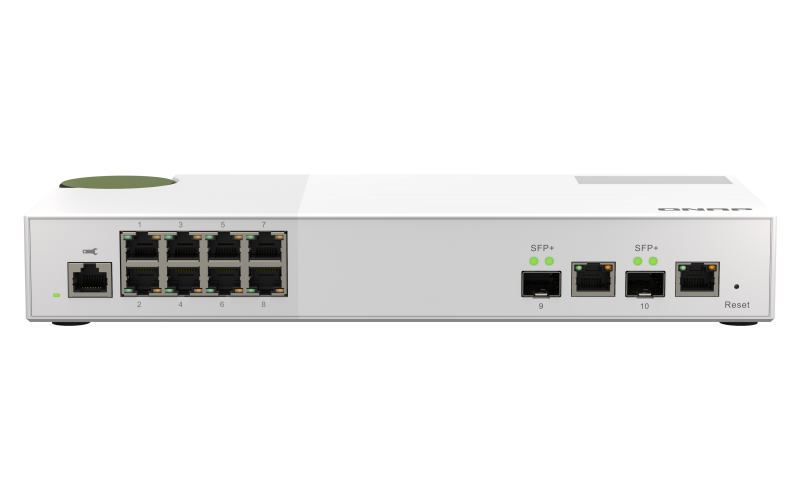 QNAP riadený switch QSW-M2108-2C (8x 2,5GbE RJ45 a 2x kombinované 10GbE SFP+ / RJ-45)