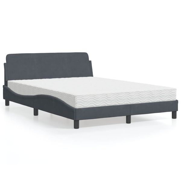vidaXL Posteľ s matracom Dover tmavosivý 140x190 cm zamat