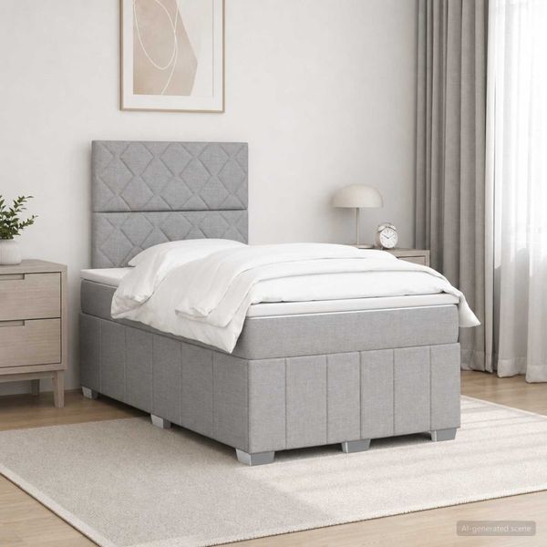 vidaXL Posteľ boxspring s matracom Svetlosivá 120 x 200 cm Látka