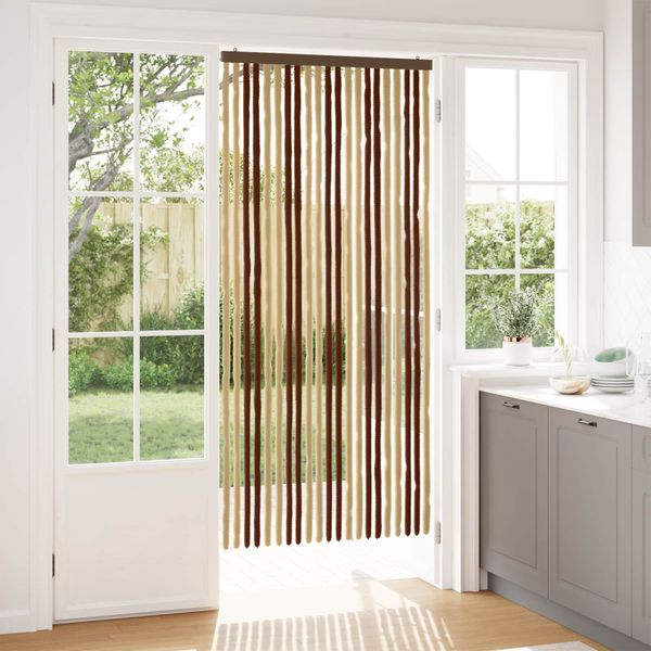 vidaXL Záves proti hmyzu z chenille Hnedá a béžová 90 x 200 cm 100% PP