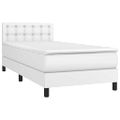 vidaXL Boxspring posteľ s matracom a LED biela 90x190 cm umelá koža
