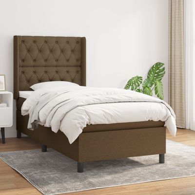 vidaXL Posteľný rám boxsping s matracom hnedý 80x200 cm látka
