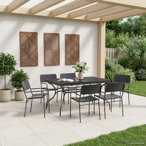 vidaXL Záhradný jedálenský set 7 pcs Antracitová Oceľ