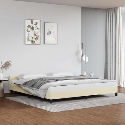 vidaXL Posteľný rám s čelom bez matraca krémový 200x200 cm
