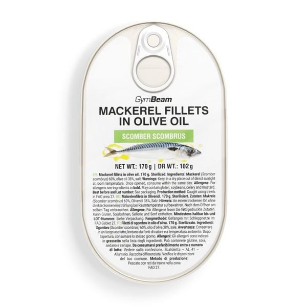 Filety z makrely v olivovom oleji - GymBeam, 170 g