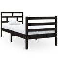 vidaXL Posteľný rám čierny 75x190 cm malé jednolôžko masívne drevo