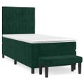 vidaXL Posteľný rám boxsping s matracom tmavozelený 90x200 cm zamat