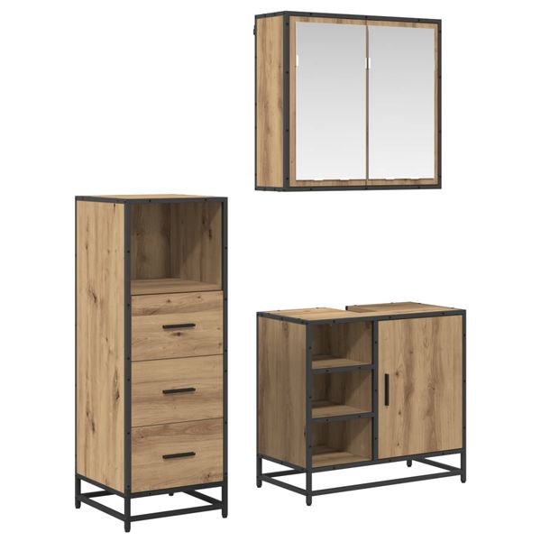 vidaXL Sada kúpeľňového nábytku 3 pcs Remeselný dub Kompozitné drevo