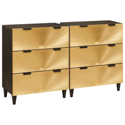 vidaXL Komoda set 2 pcs Čierna a mosadz 120 x 33 x 75 cm