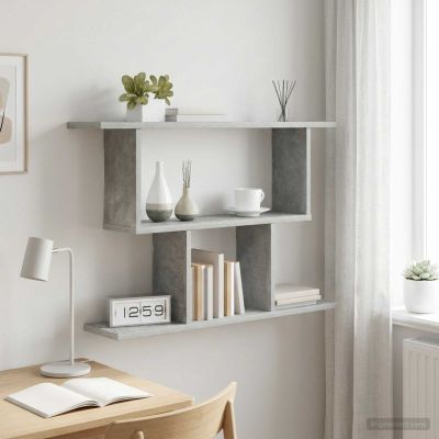 vidaXL Stenná polica Betónovo sivá 80 x 15 x 50,5 cm Kompozitné drevo