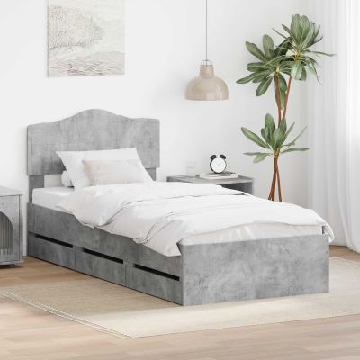 vidaXL Rám postele Betónová šedá 75 x 190 cm Inžinierske drevo