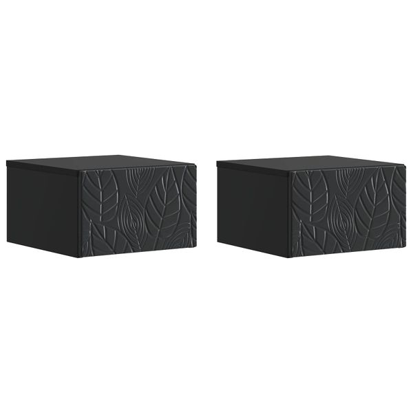 vidaXL Nástenná nočná skrinka 2 pcs Čierna 49 x 34,5 x 20 cm