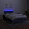 vidaXL Posteľ boxsping s matracom a LED modrá 120x200 cm látka