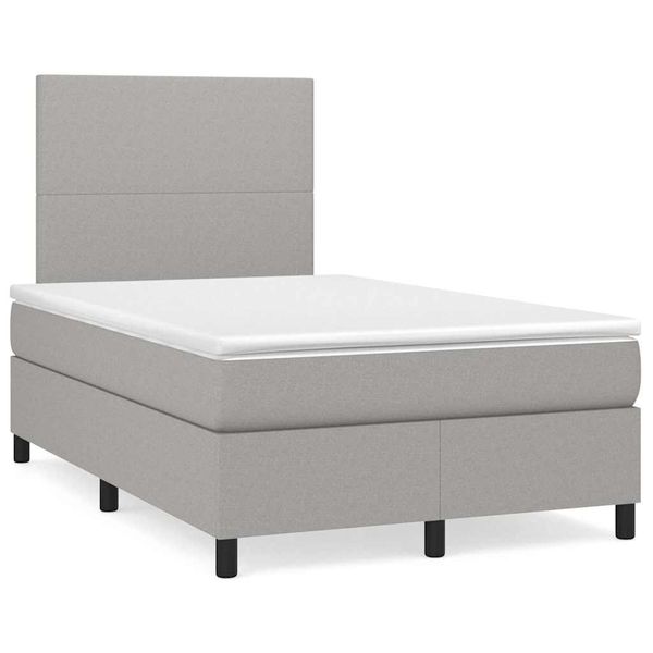 vidaXL Boxspring posteľ s matracom a LED, svetlosivá 120x190 cm, látka