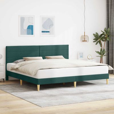 vidaXL Rám postele s čelnou doskou Tmavozelená 200 x 200 cm Látka