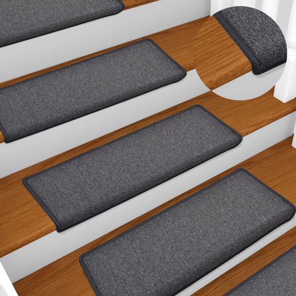 vidaXL Schodové rohože 10 ks 65x21x4 cm tmavošedé s obdĺžnikovým okrajom