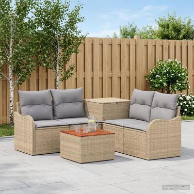 vidaXL Sada pohoviek 6 ks Beige a svetlo šedá Poly ratan a oceľ