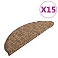 vidaXL Kobercové nášľapy na schody 15 ks hnedé 65x21x4 cm