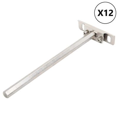 vidaXL Plávajúce konzoly na police 12 ks Neviditeľné Ø12x200 mm Uhlíková oceľ
