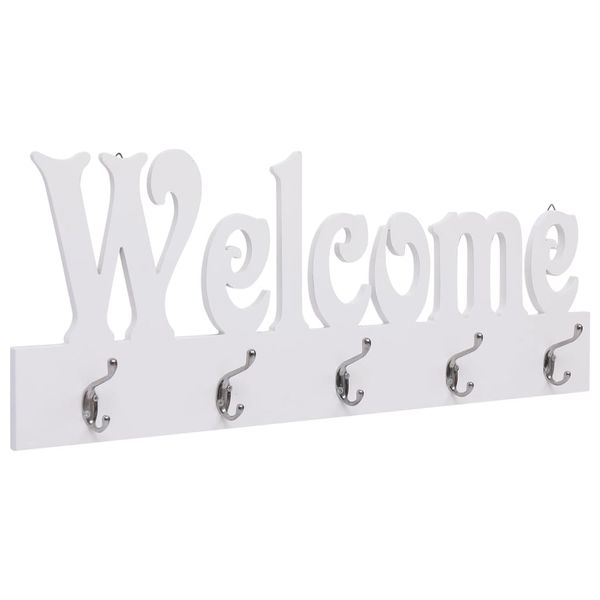 vidaXL Nástenný vešiak WELCOME biely 74x29,5 cm