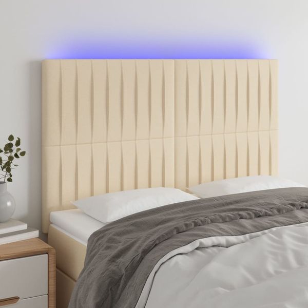 vidaXL Čelo postele krémové 144x5x118/128 cm látka