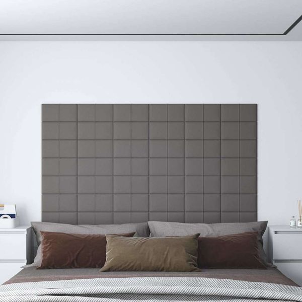 vidaXL Nástenné panely 12 ks bledosivé 30x15 cm látkové 0,54 m²