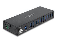 Delock - Rozbočovač - priemyselný, 5 Gbps, s ochranou ESD 8 kV - 10 x SuperSpeed USB 3.0 - možné montovať na lištu DIN, na upevnenie na stenu