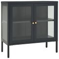 vidaXL Komoda antracitová 70x35x70 cm oceľ a sklo