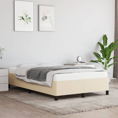 vidaXL Posteľ bez matraca krémová 120x190 cm látka