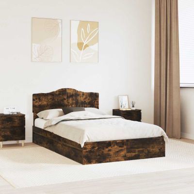 vidaXL Úložná posteľ Dymová dub 135 x 190 cm Kompozitné drevo