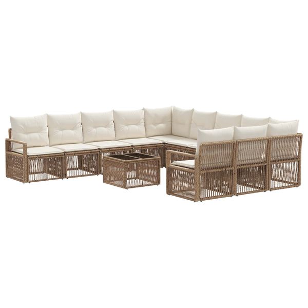 vidaXL Súprava záhradných pohoviek 12 pcs Béžová polyratan