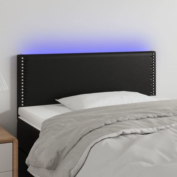 vidaXL Čelo postele s LED čierne 80x5x78/88 cm umelá koža