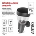 Záhradné nástenné svietidlo ARTEO, senzor súmraku, 16,4 x 12 x 29,5 cm, 1 x E27, 15 W