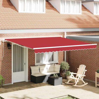 vidaXL Sklopná markíza Červená 400 x 350 x 165 cm Polyester a hliník